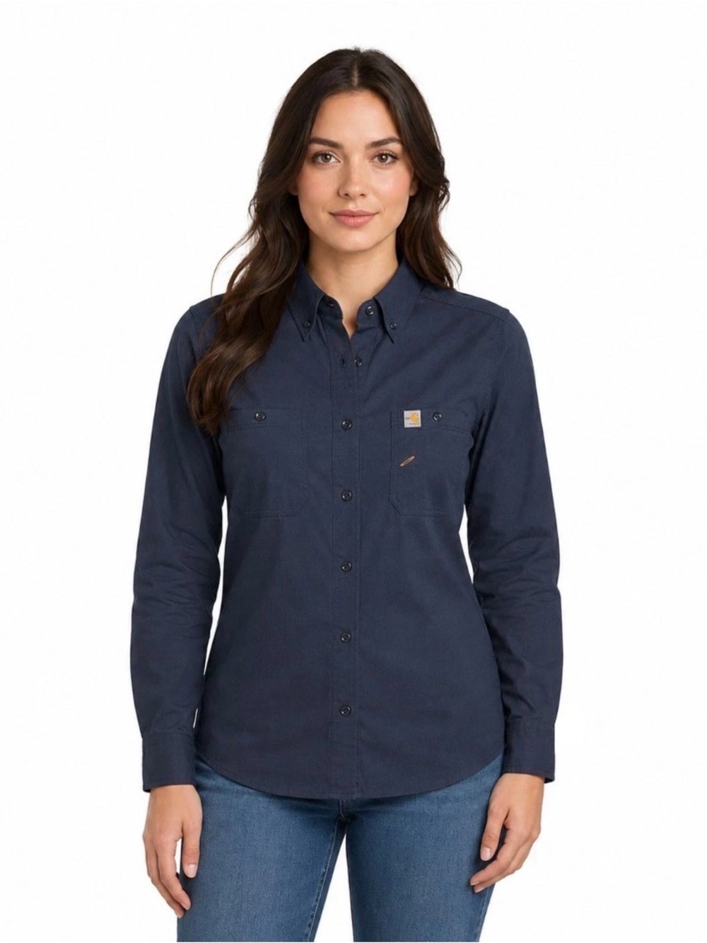 Carhartt FR Women's Navy Shirt Flame Resistant Long Sleeve Lightweight Size XXL